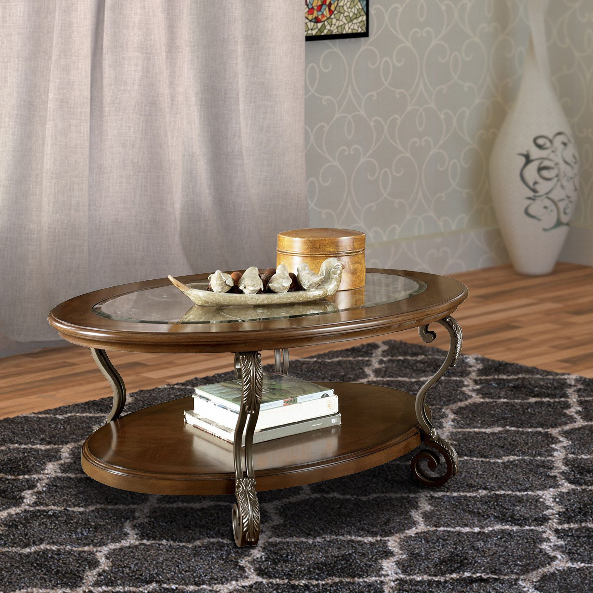 Nestor Ashley Round Glass Coffee Table Living Room Ashley Round